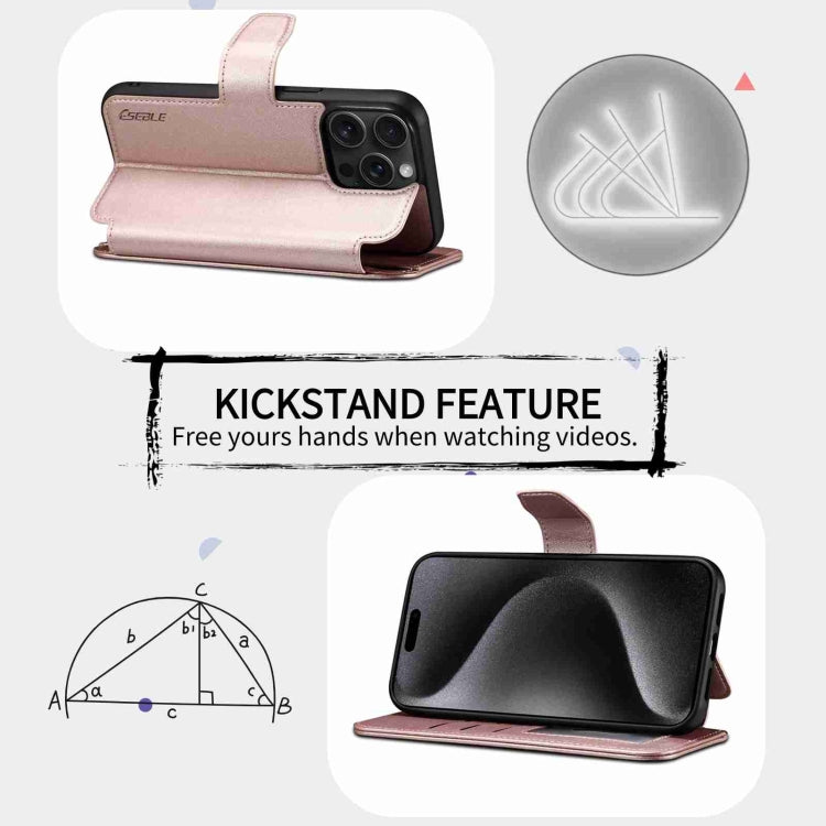 For iPhone 14 Pro ESEBLE E1 Nappa Texture MagSafe Holder Leather Phone Case(Rose Gold) by ESEBLE