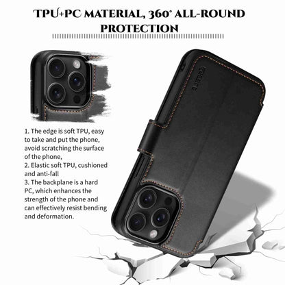For iPhone 14 Pro Max ESEBLE E1 Nappa Texture MagSafe Holder Leather Phone Case(Black) by ESEBLE