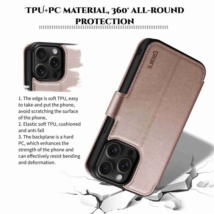 For iPhone 15 Pro ESEBLE E1 Nappa Texture MagSafe Holder Leather Phone Case(Rose Gold) by ESEBLE
