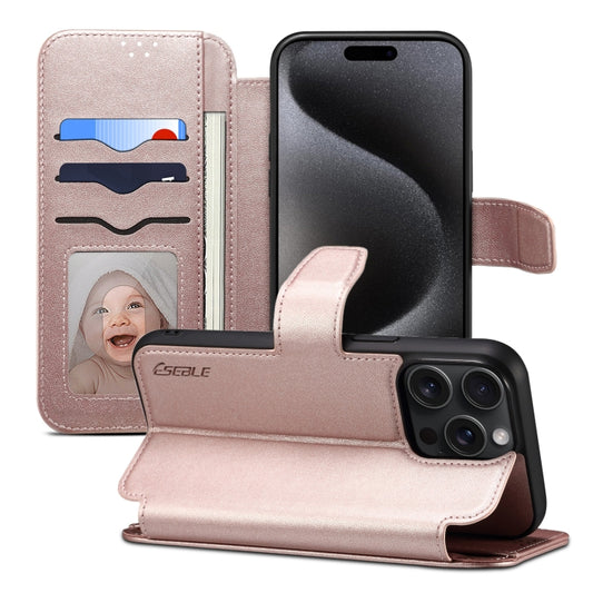 For iPhone 15 Pro Max ESEBLE E1 Nappa Texture MagSafe Holder Leather Phone Case(Rose Gold) by ESEBLE