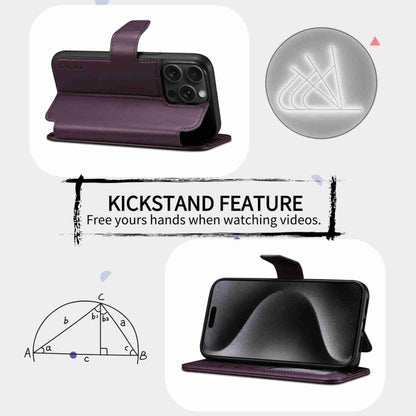 For iPhone 15 Pro Max ESEBLE E1 Nappa Texture MagSafe Holder Leather Phone Case(Dark Purple) by ESEBLE