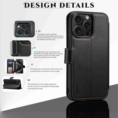 For iPhone 15 Pro Max ESEBLE E1 Nappa Texture MagSafe Holder Leather Phone Case(Black) by ESEBLE
