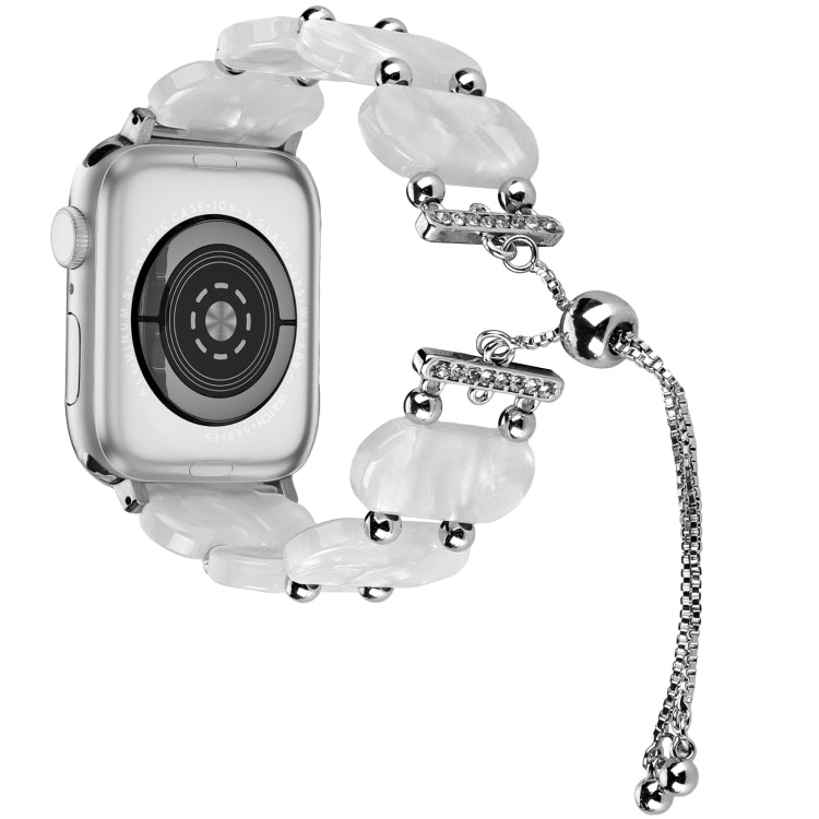 For Apple Watch SE 2023 44mm Resin Retractable Chain Watch Band(Pearl White) by bashfashion