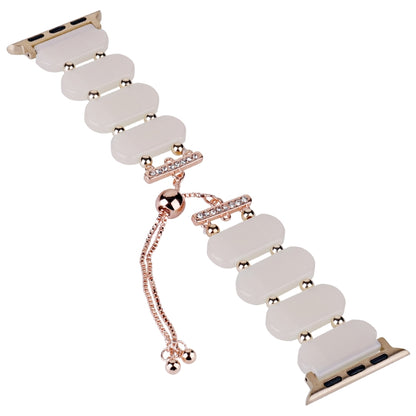 For Apple Watch SE 2023 44mm Resin Retractable Chain Watch Band(Mermaid Pink) by bashfashion