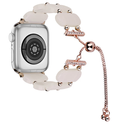 For Apple Watch SE 2023 40mm Resin Retractable Chain Watch Band(Mermaid Pink) by bashfashion