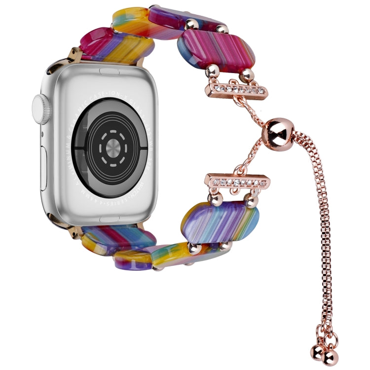 For Apple Watch SE 2023 40mm Resin Retractable Chain Watch Band(Rainbow) by bashfashion