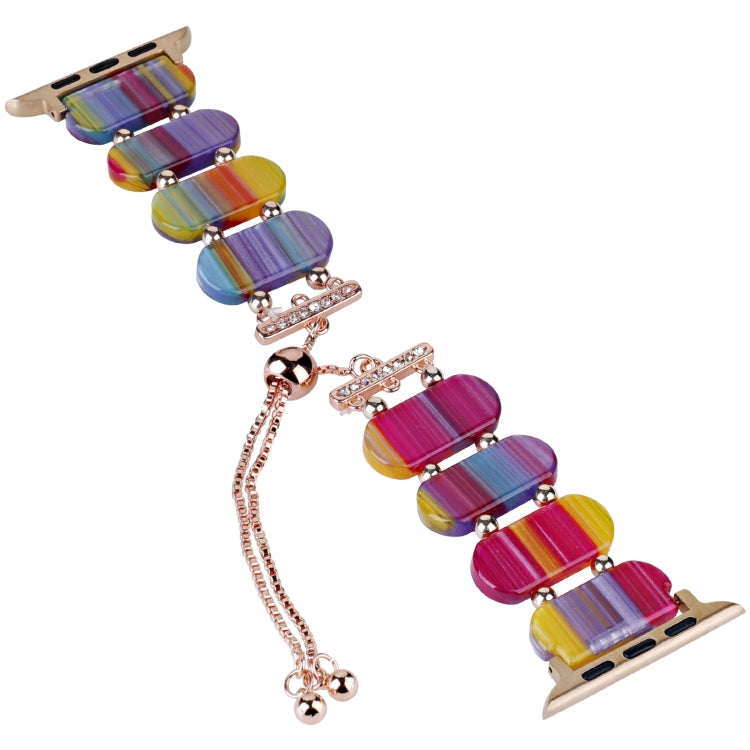For Apple Watch SE 2023 40mm Resin Retractable Chain Watch Band(Rainbow) by bashfashion