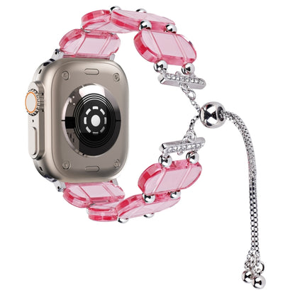 For Apple Watch Ultra 2 49mm Resin Retractable Chain Watch Band(Pink) by bashfashion