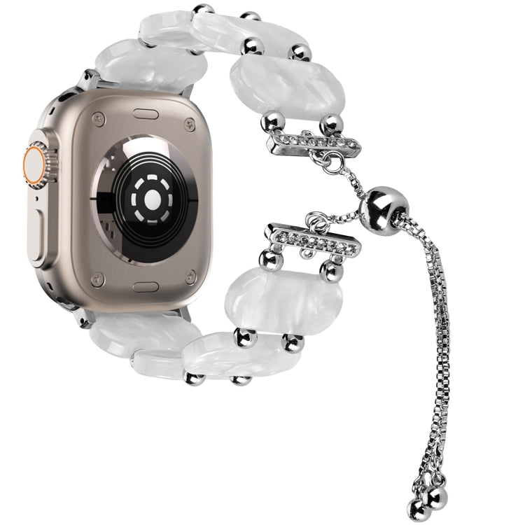 For Apple Watch Ultra 2 49mm Resin Retractable Chain Watch Band(Pearl White) by bashfashion