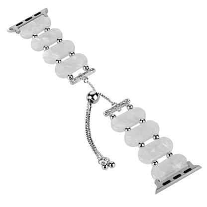 For Apple Watch Ultra 2 49mm Resin Retractable Chain Watch Band(Pearl White) by bashfashion