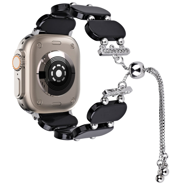 For Apple Watch Ultra 2 49mm Resin Retractable Chain Watch Band(Black) by bashfashion