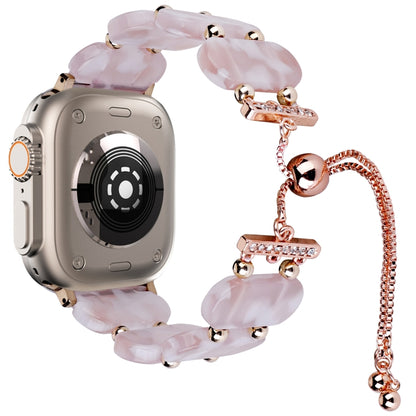 For Apple Watch Ultra 2 49mm Resin Retractable Chain Watch Band(Pink Flower) by bashfashion