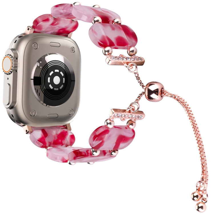 For Apple Watch Ultra 2 49mm Resin Retractable Chain Watch Band(Rose Red) by bashfashion