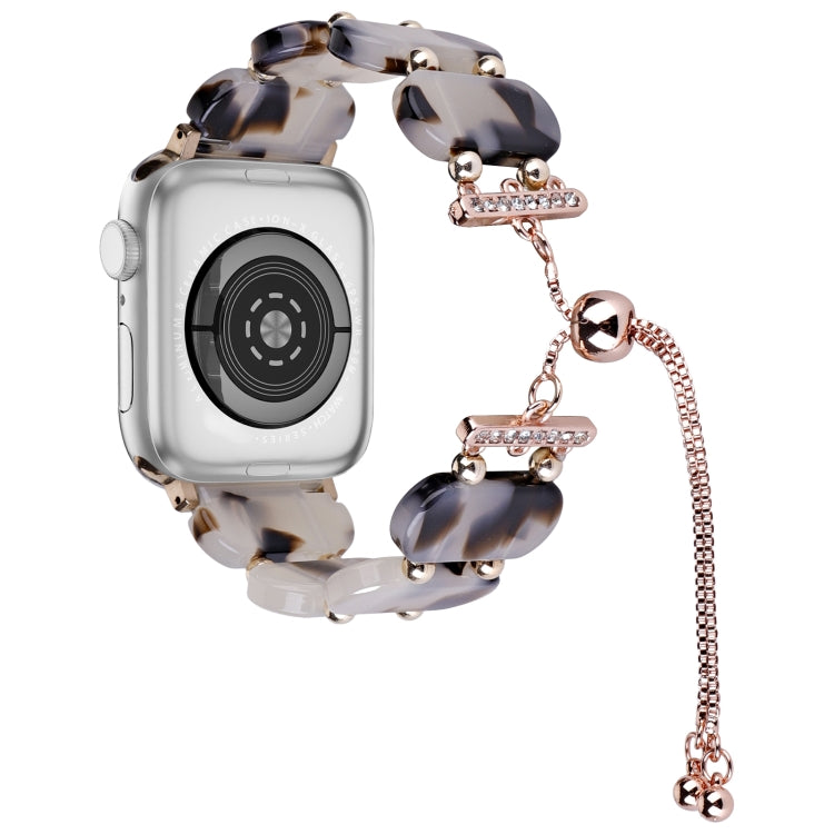 For Apple Watch Series 9 41mm Resin Retractable Chain Watch Band(Brown White) by bashfashion