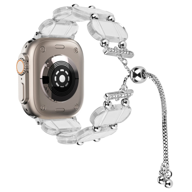 For Apple Watch Ultra 49mm Resin Retractable Chain Watch Band(Transparent) by bashfashion