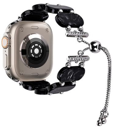 For Apple Watch Ultra 49mm Resin Retractable Chain Watch Band(Black Flower) by bashfashion