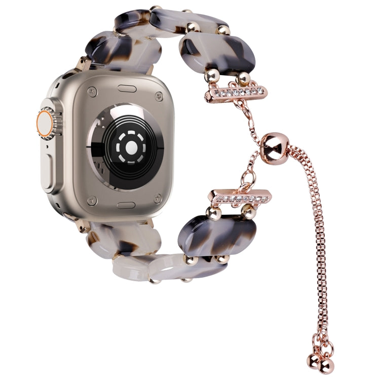 For Apple Watch Ultra 49mm Resin Retractable Chain Watch Band(Brown White) by bashfashion