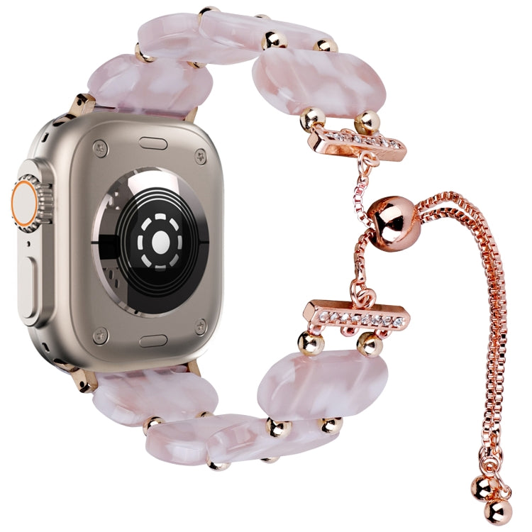 For Apple Watch Ultra 49mm Resin Retractable Chain Watch Band(Pink Flower) by bashfashion