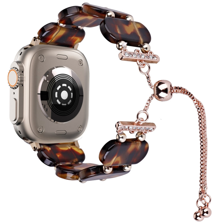 For Apple Watch Ultra 49mm Resin Retractable Chain Watch Band(Tortoiseshell) by bashfashion