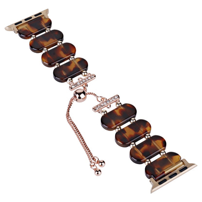For Apple Watch Ultra 49mm Resin Retractable Chain Watch Band(Tortoiseshell) by bashfashion