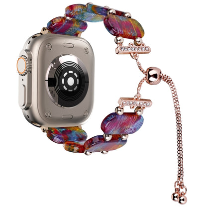 For Apple Watch Ultra 49mm Resin Retractable Chain Watch Band(Pearlescent Rainbow) by bashfashion