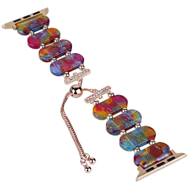 For Apple Watch Ultra 49mm Resin Retractable Chain Watch Band(Pearlescent Rainbow) by bashfashion