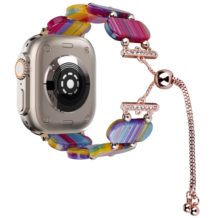 For Apple Watch Ultra 49mm Resin Retractable Chain Watch Band(Rainbow) by bashfashion