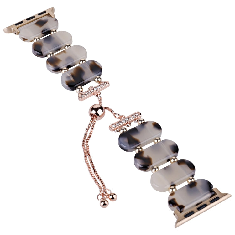 For Apple Watch Series 8 41mm Resin Retractable Chain Watch Band(Brown White) by bashfashion