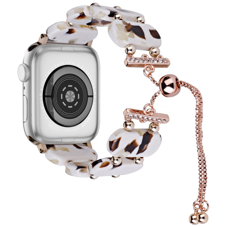 For Apple Watch Series 8 45mm Resin Retractable Chain Watch Band(Nougat) by bashfashion