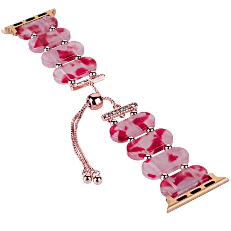 For Apple Watch Series 8 45mm Resin Retractable Chain Watch Band(Rose Red) by bashfashion