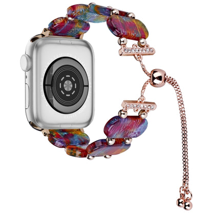 For Apple Watch SE 2022 40mm Resin Retractable Chain Watch Band(Pearlescent Rainbow) by bashfashion
