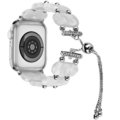 For Apple Watch Series 7 41mm Resin Retractable Chain Watch Band(Pearl White) by bashfashion