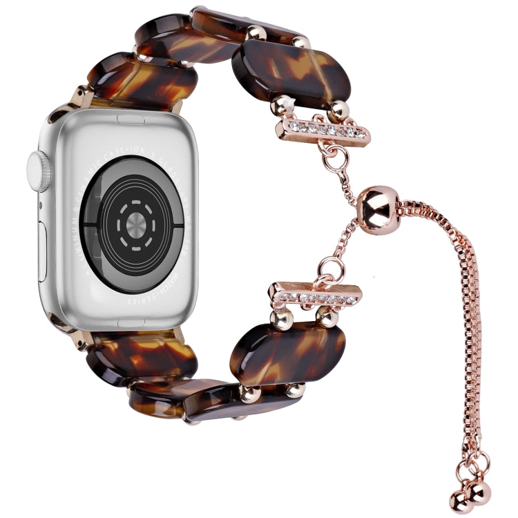 For Apple Watch Series 7 45mm Resin Retractable Chain Watch Band(Tortoiseshell) by bashfashion
