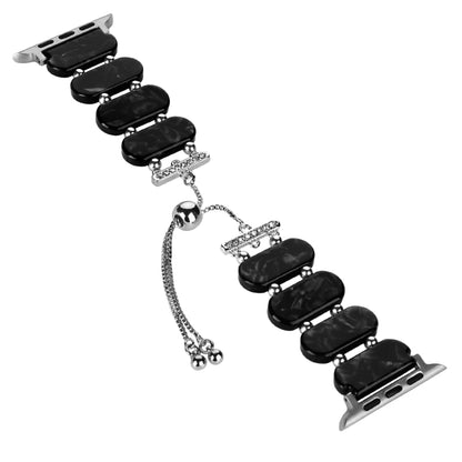 For Apple Watch SE 40mm Resin Retractable Chain Watch Band(Black Flower) by bashfashion