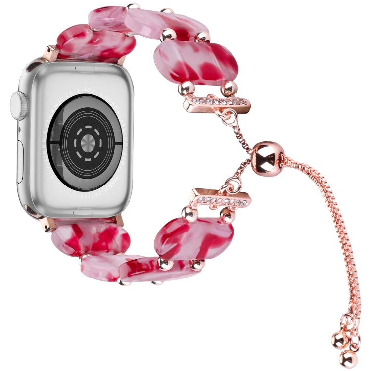 For Apple Watch SE 40mm Resin Retractable Chain Watch Band(Rose Red) by bashfashion