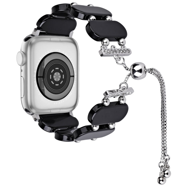For Apple Watch SE 44mm Resin Retractable Chain Watch Band(Black) by bashfashion