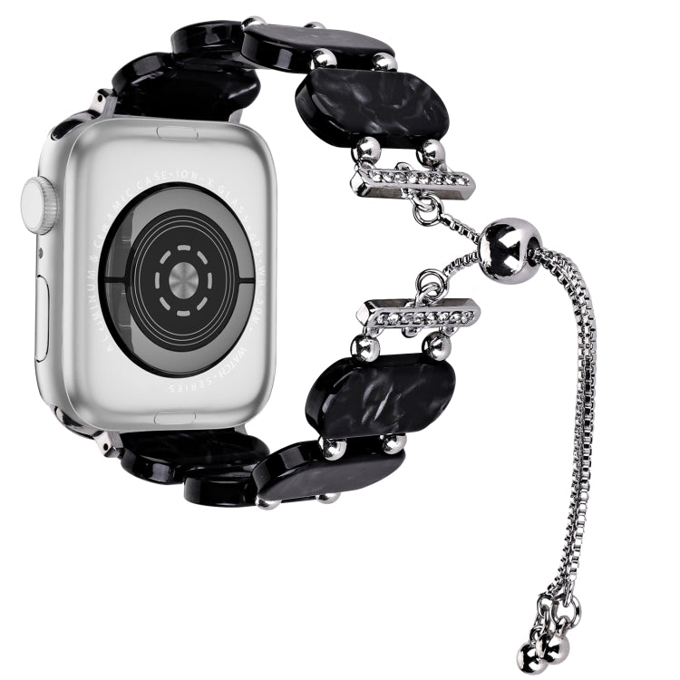 For Apple Watch Series 5 44mm Resin Retractable Chain Watch Band(Black Flower) by bashfashion