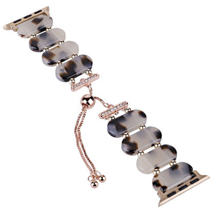 For Apple Watch Series 5 44mm Resin Retractable Chain Watch Band(Brown White) by bashfashion
