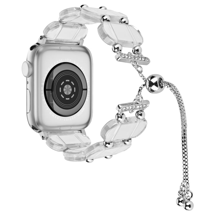 For Apple Watch Series 4 44mm Resin Retractable Chain Watch Band(Transparent) by bashfashion