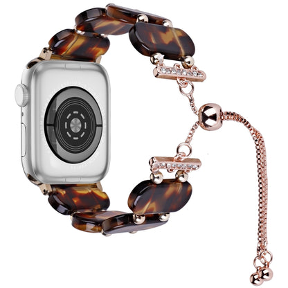 For Apple Watch Series 3 38mm Resin Retractable Chain Watch Band(Tortoiseshell) by bashfashion
