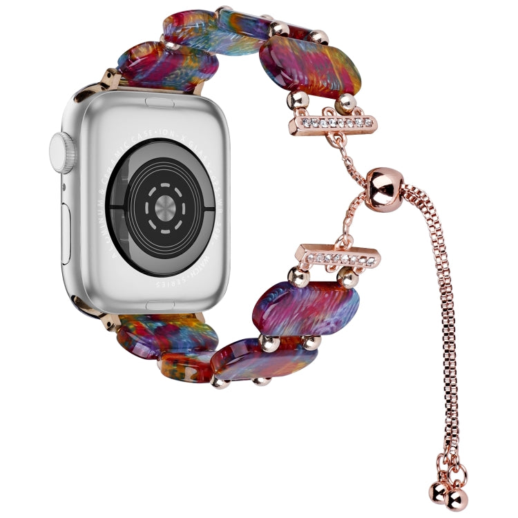 For Apple Watch Series 2 42mm Resin Retractable Chain Watch Band(Pearlescent Rainbow) by bashfashion