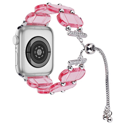 For Apple Watch 42mm Resin Retractable Chain Watch Band(Pink) by bashfashion