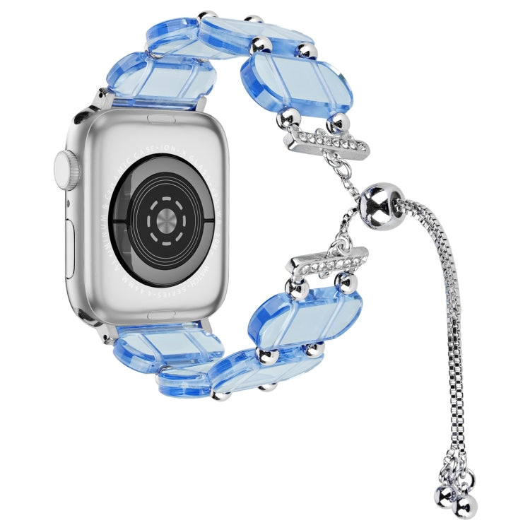 For Apple Watch 42mm Resin Retractable Chain Watch Band(Blue) by bashfashion