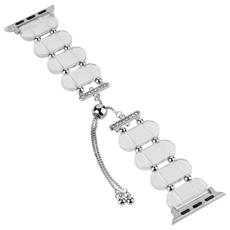 For Apple Watch 42mm Resin Retractable Chain Watch Band(Transparent) by bashfashion