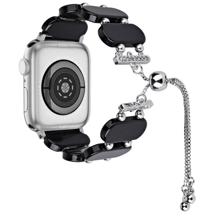 For Apple Watch 38mm Resin Retractable Chain Watch Band(Black) by bashfashion