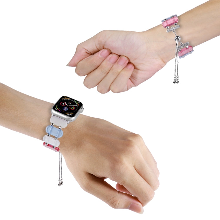 For Apple Watch Ultra 49mm Resin Retractable Chain Watch Band(Rainbow) by bashfashion