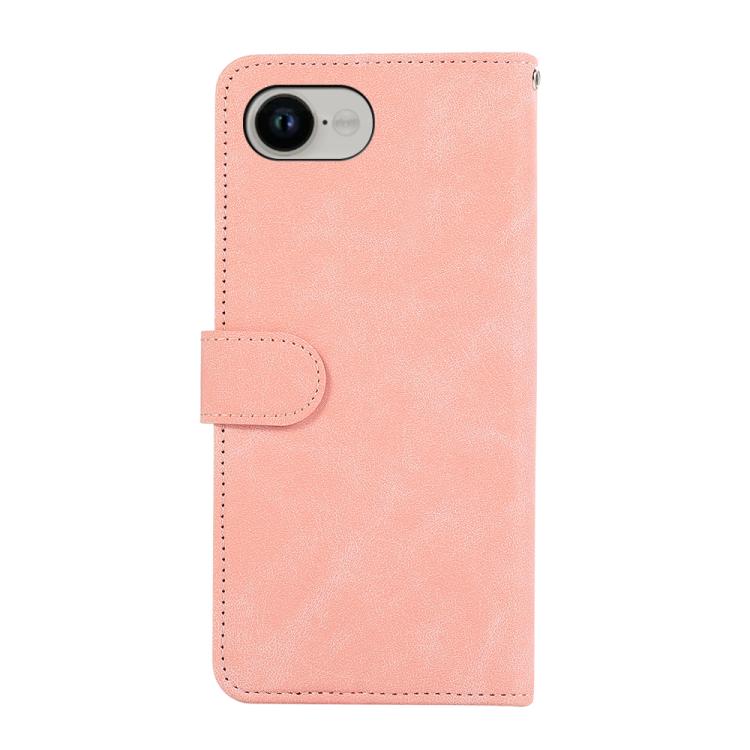 For iPhone 16e ABEEL Color Block Magnetic RFID Leather Phone Case(Pink-Cyan) by bashfashion