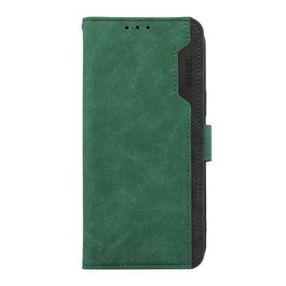 For iPhone 16e ABEEL Color Block Magnetic RFID Leather Phone Case(Green-Black) by bashfashion