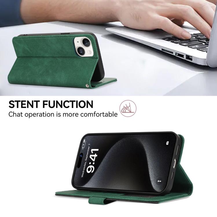 For iPhone 16e ABEEL Color Block Magnetic RFID Leather Phone Case(Green-Black) by bashfashion