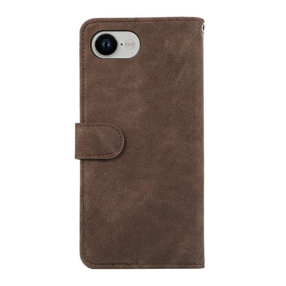 For iPhone 16e ABEEL Color Block Magnetic RFID Leather Phone Case(Brown-Blue) by bashfashion